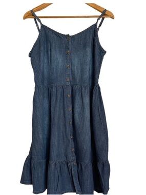 Universal Thread 100% Cotton Dark Blue Denim Button-Front Sundress. Size medium